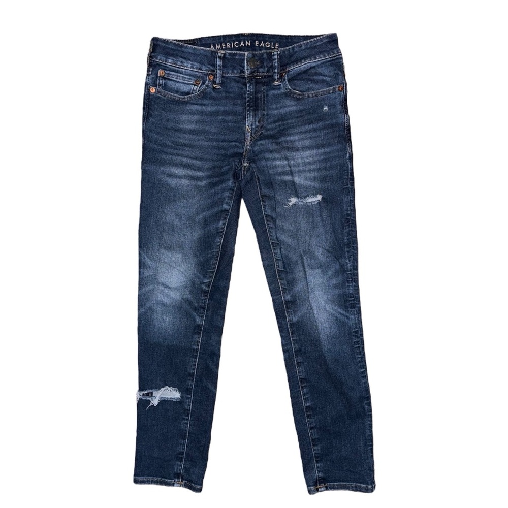American Eagle Soft Skinny Jeans In Dark Blue // 28x28